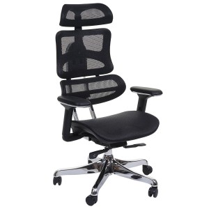 Silla Ergonómica MINERVA, Totalmente Ajustable, ISO 9001, En Malla color Negro