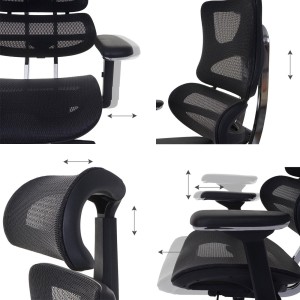 Silla Ergonómica MINERVA, Totalmente Ajustable, ISO 9001, En Malla color Negro