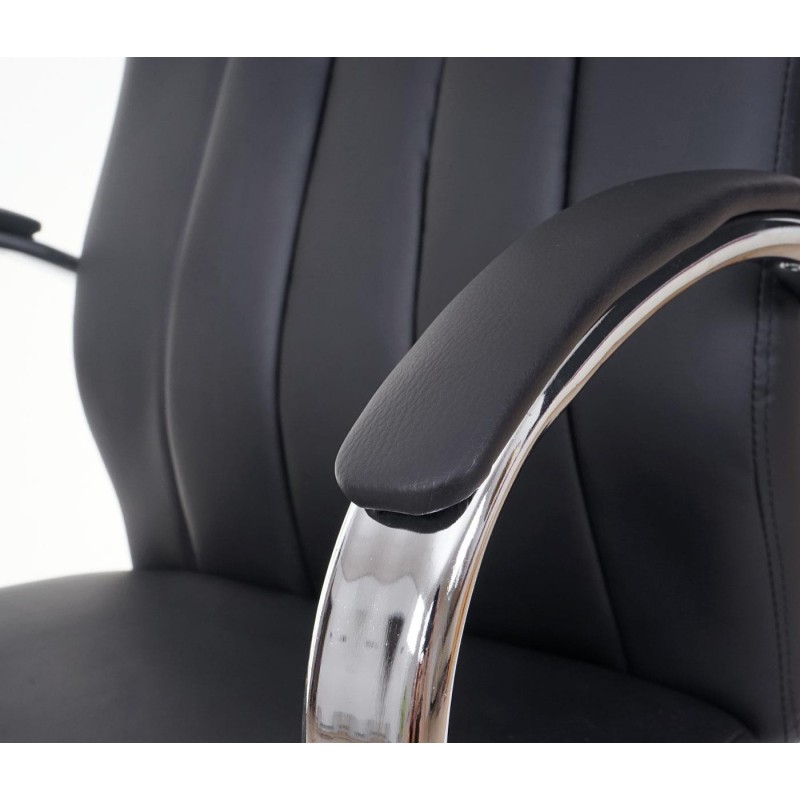 Silla de oficina LAUTREC, Gran Acolchado, Tapizado en Piel, color Negro
