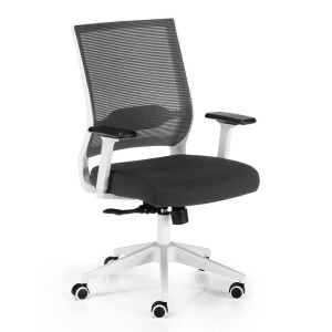 Silla de oficina ISAAC WHITE, soporte lumbar, en negro