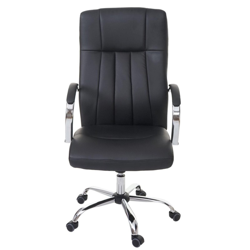 Silla de oficina LAUTREC, Gran Acolchado, Tapizado en Piel, color Negro