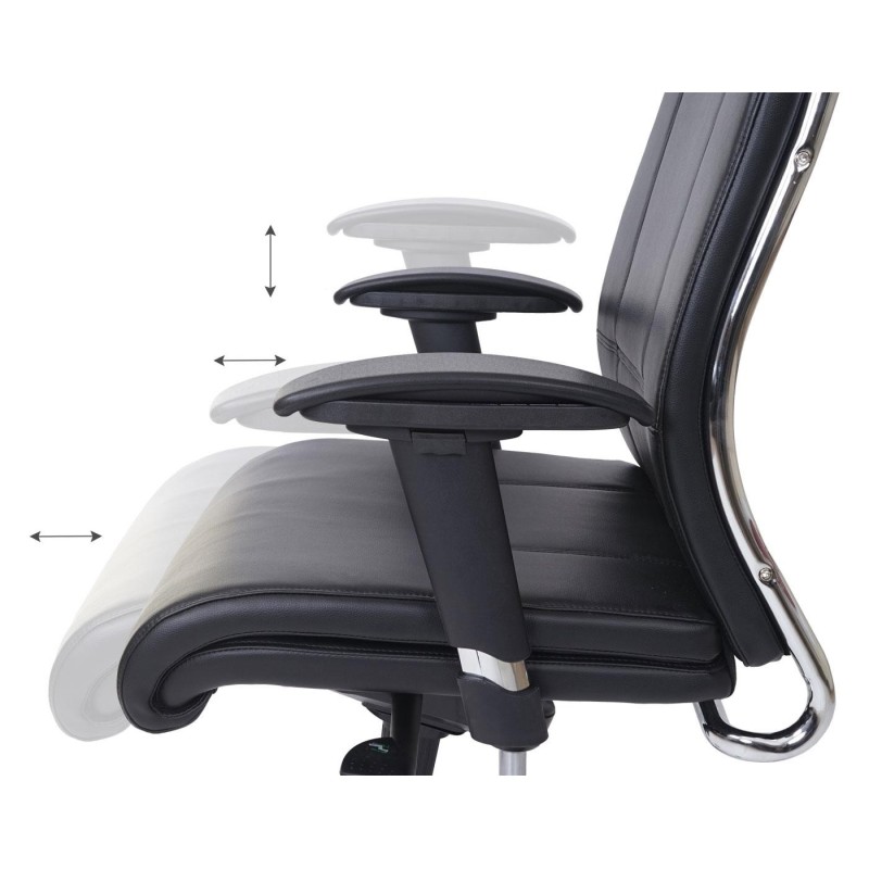 Silla Ergonómica LAKRON, con Sistema Basculante, en Piel Negra