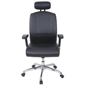 Silla Ergonómica LAKRON, con Sistema Basculante, en Piel Negra