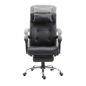 Sillón de Oficina ITON, Reposapiés Extensible, Grueso Acolchado, en Piel, color Negro