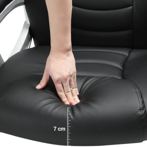 Silla de oficina ASLAN, gran acolchado, en piel negra