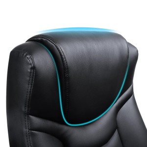 Silla de oficina ASLAN, gran acolchado, en piel negra