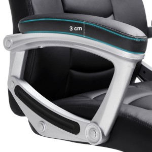 Silla de oficina ASLAN, gran acolchado, en piel negra