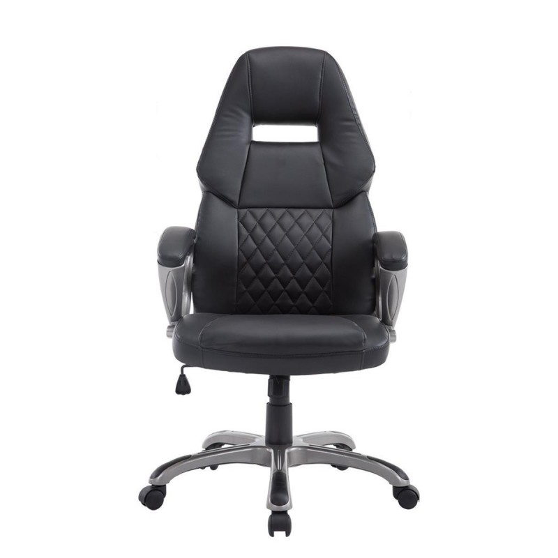 Silla de oficina Morin, gran acolchado, en piel negra