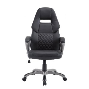 Silla de oficina Morin, gran acolchado, en piel negra