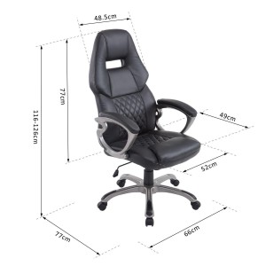Silla de oficina Morin, gran acolchado, en piel negra