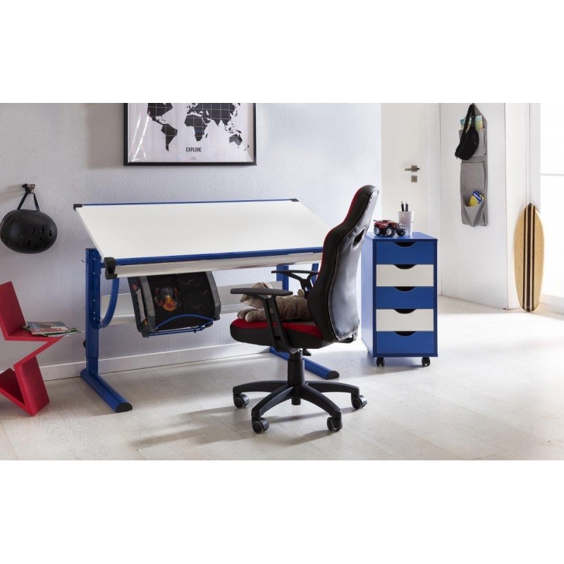 Silla Para Niños GUBENY, diseño deportivo, gris y rojo