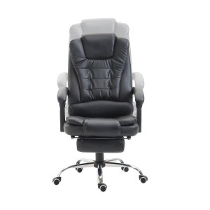 Silla de oficina VESLE con reposapiés, piel negra