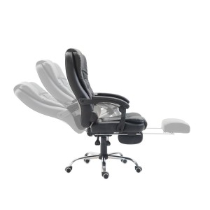 Silla de oficina VESLE con reposapiés, piel negra