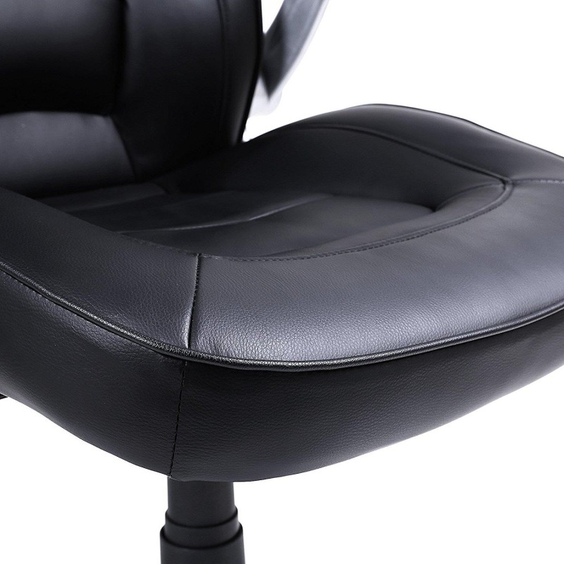 Silla de oficina BLACKY, gran acolchado, en piel negra