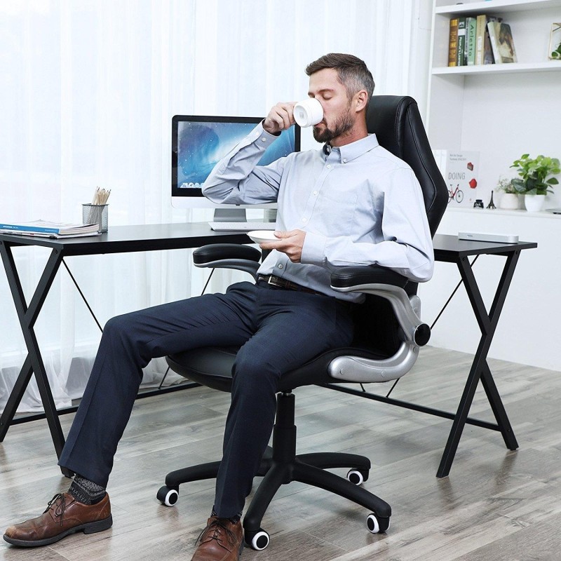 Silla de oficina BLACKY, gran acolchado, en piel negra