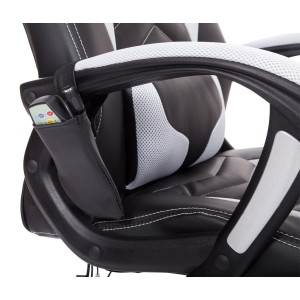 Silla Gaming CURE, Calefacción y Masaje, en Malla y piel color Blanco Y Negro