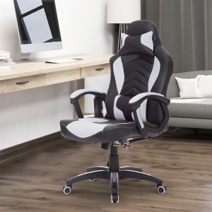 Silla Gaming CURE, Calefacción y Masaje, en Malla y piel color Blanco Y Negro