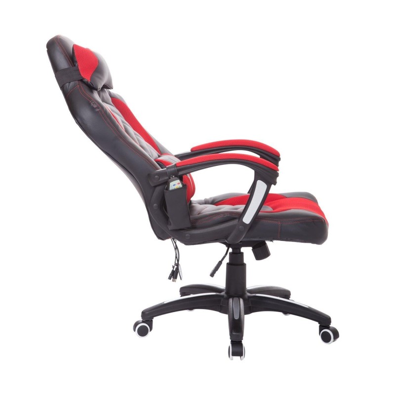 Silla Gaming CURE, Calefacción y Masaje, en Malla y piel color Blanco Y Negro
