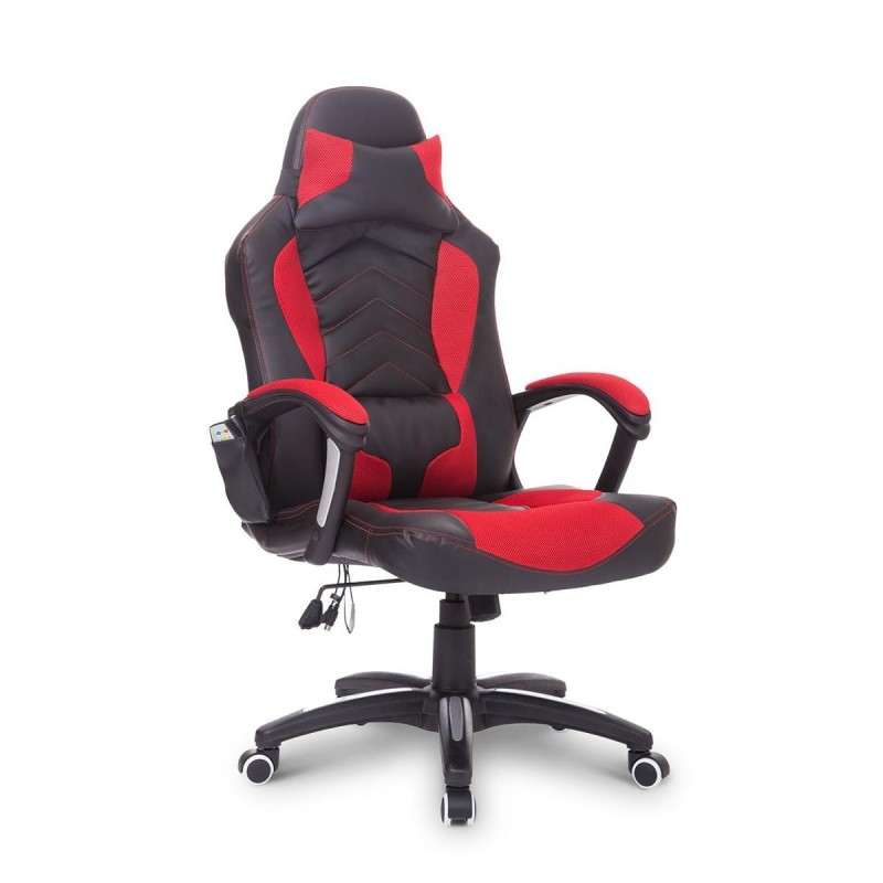 Silla Gaming CURE, Calefacción y Masaje, en Malla y piel color Blanco Y Negro