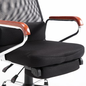 Silla de Oficina ARNON, Reposapiés Extensible, Brazos de Madera, En Malla color Negro