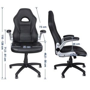 Silla de oficina DANTE, gran acolchado, en piel negra