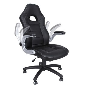 Silla de oficina DANTE, gran acolchado, en piel negra