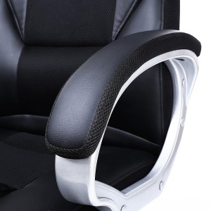 Silla de oficina DYLAN, gran acolchado, en malla transpirable y piel negra