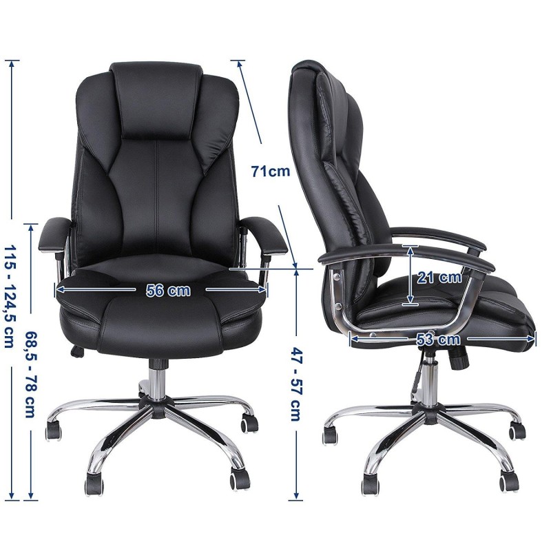 Sillón de oficina DUQUE, gran acolchado, en piel negra