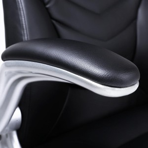 Silla de oficina gaming MISHA, brazos abatibles, piel negra