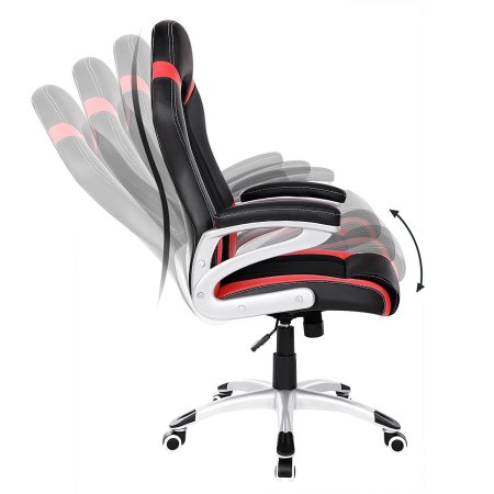 Silla de Oficina ISOS, gran acolchado, en malla y piel negra / roja 2