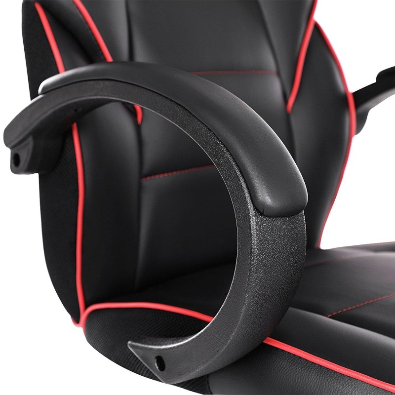 Silla de Oficina GRETA, gran acolchado, diseño deportivo, en piel negra