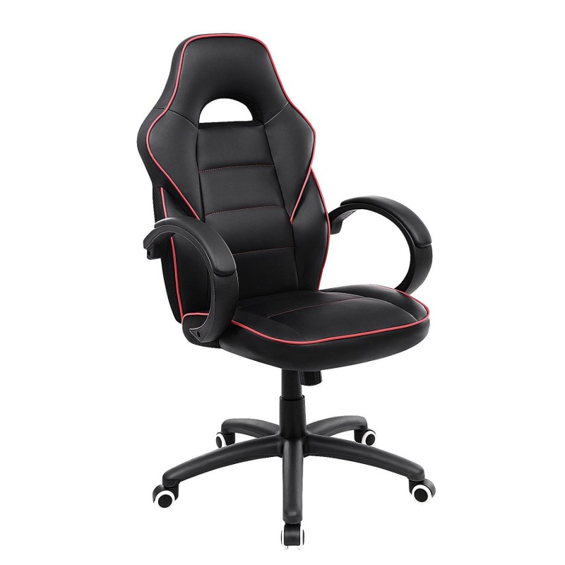 Silla de Oficina GRETA, gran acolchado, diseño deportivo, en piel negra