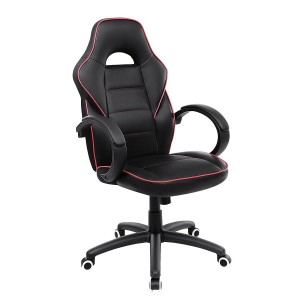 Silla de Oficina GRETA, gran acolchado, diseño deportivo, en piel negra