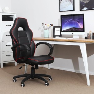 Silla de Oficina GRETA, gran acolchado, diseño deportivo, en piel negra