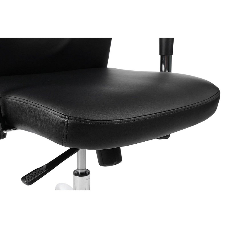 Sillón de Oficina INDIA, Grueso Alcolchado, Brazos Ajustables, en Piel color Negro