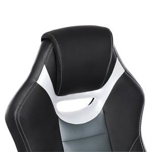 Silla de Oficina OSIRIS, diseño deportivo, en piel negra, gris y plata