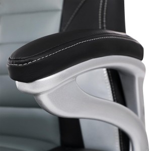 Silla de Oficina OSIRIS, diseño deportivo, en piel negra, gris y plata