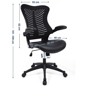 Silla de oficina PEKO, diseño ergonómico, en piel malla transpirable color negro