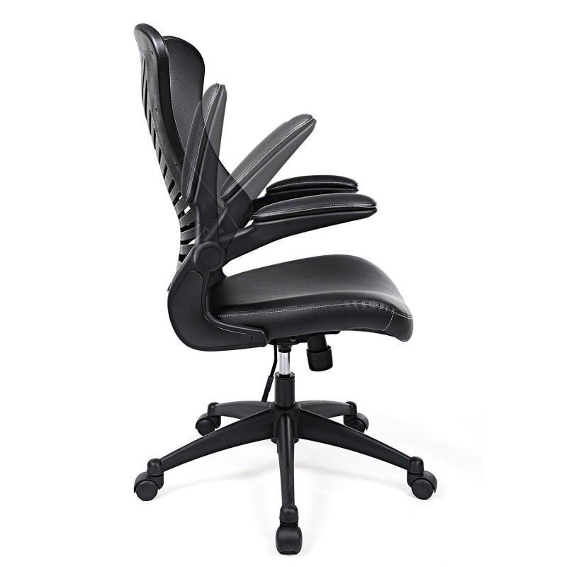 Silla de oficina PEKO, diseño ergonómico, en piel malla transpirable color negro