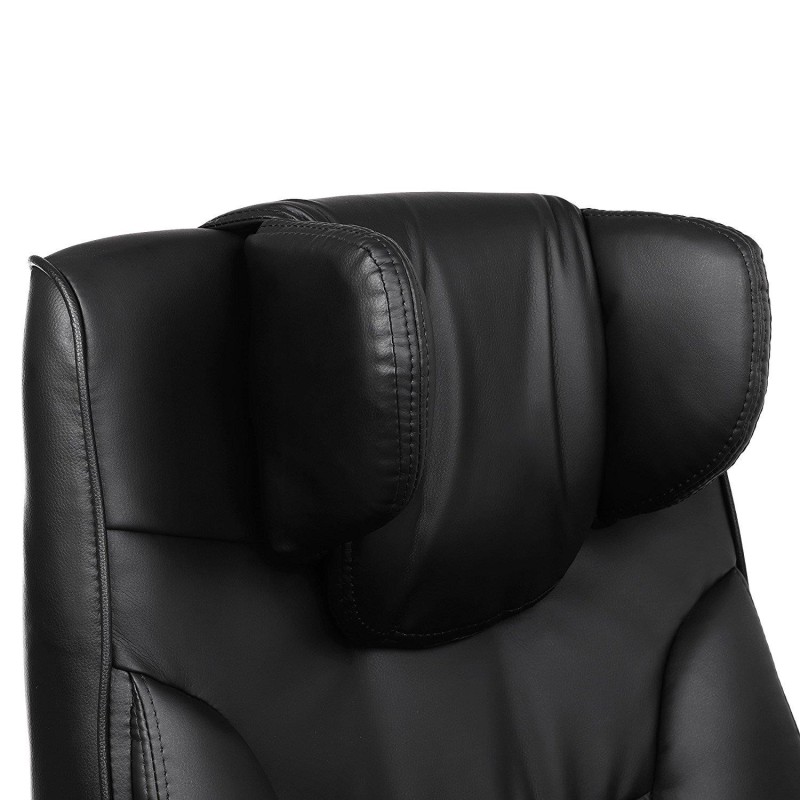 Sillón de oficina BONY, gran acolchado, reclinable, en piel negra