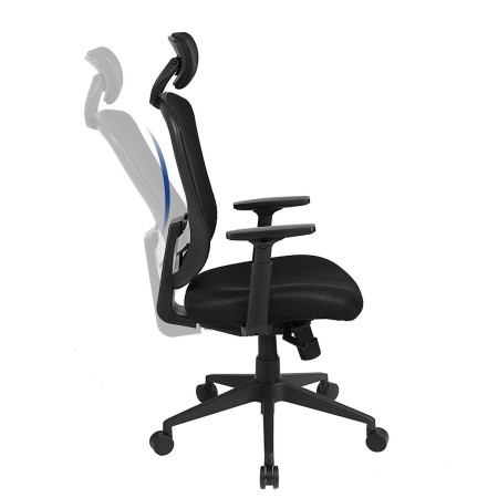 Silla ergonómica VAGU, soporte lumbar, en malla color negro 2