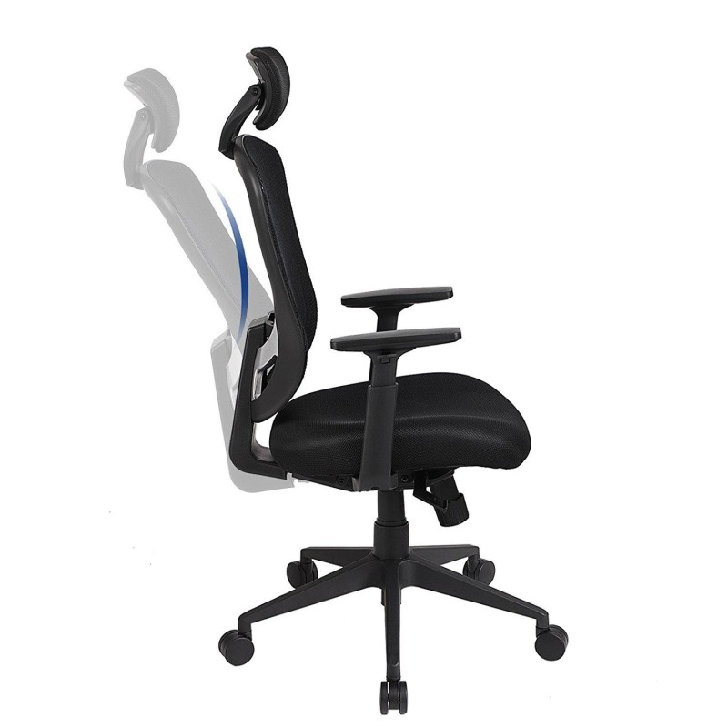 Silla ergonómica VAGU, soporte lumbar, en malla color negro