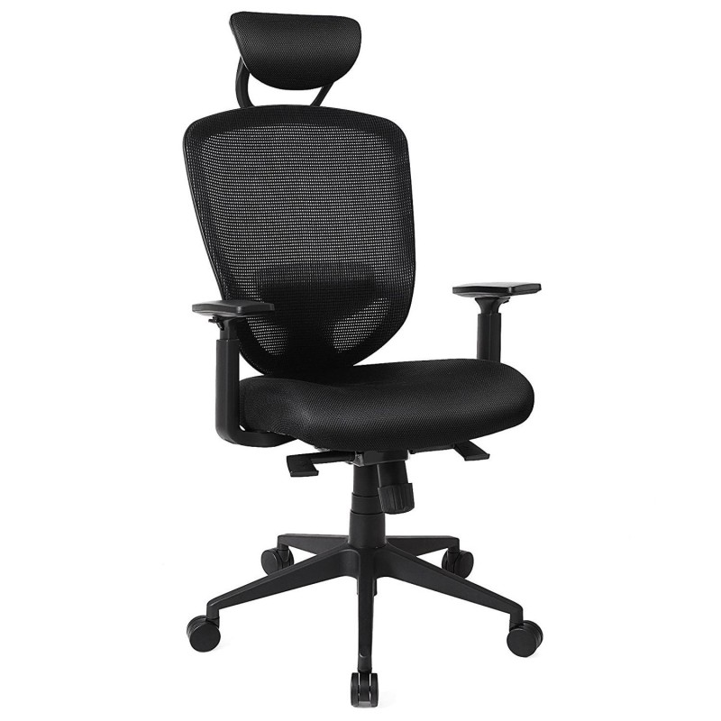 Silla ergonómica VAGU, soporte lumbar, en malla color negro
