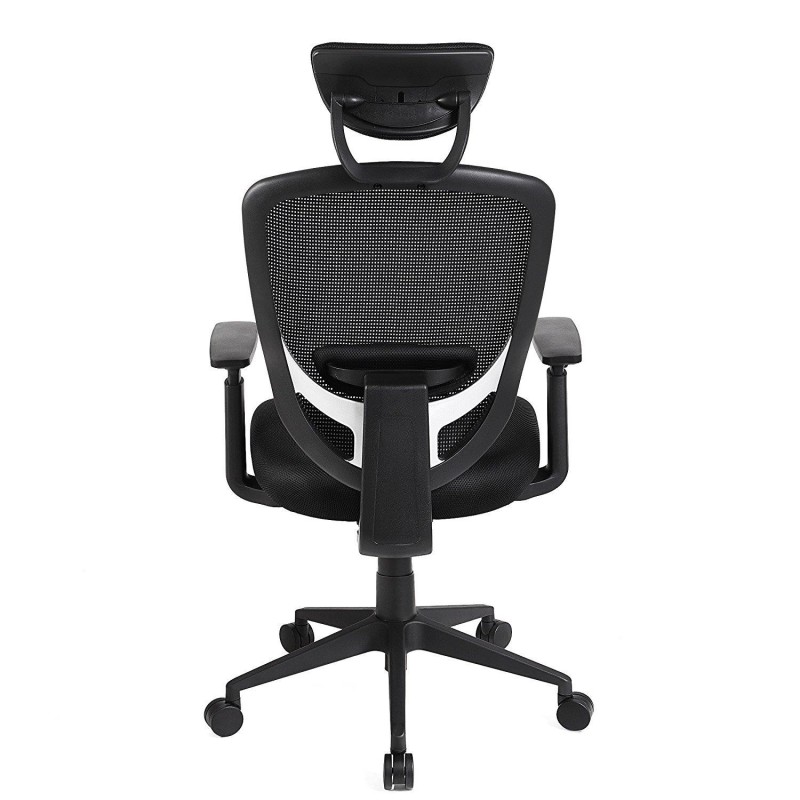Silla ergonómica VAGU, soporte lumbar, en malla color negro