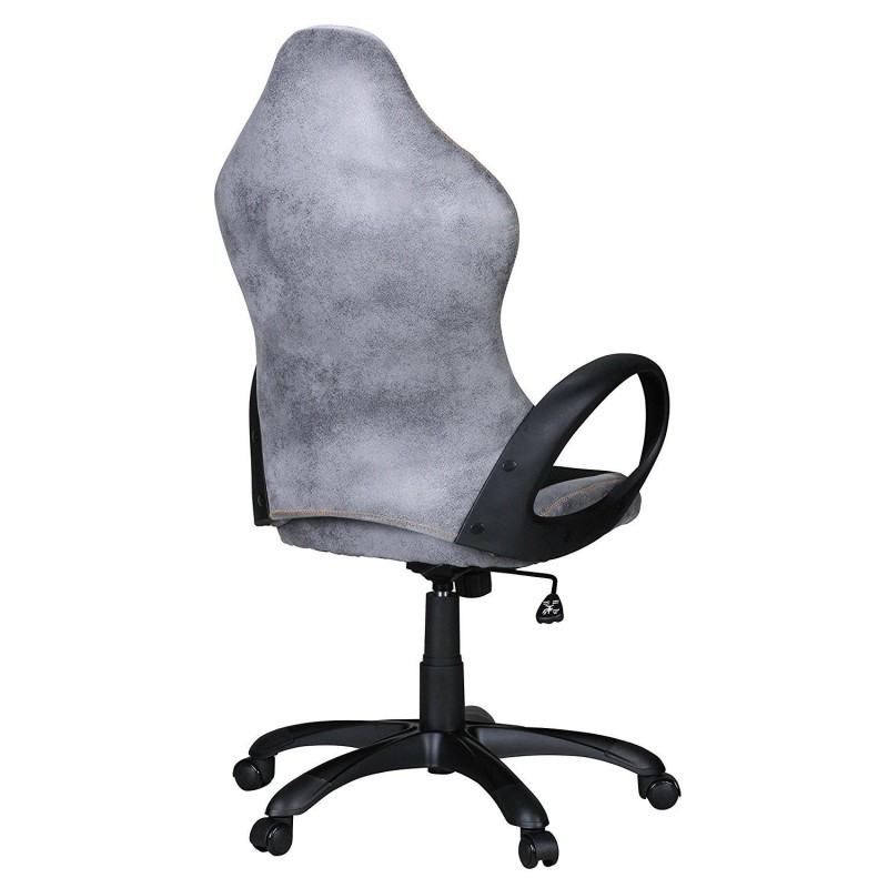 Silla de Oficina ROSENBER, diseño deportivo, en piel gris y malla transpirable negra