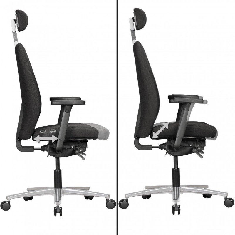 Silla ergonómica SARK, ajustable, uso 8h en tela negra