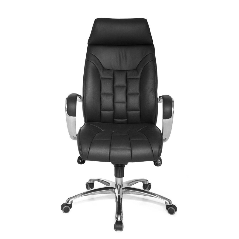 Sillón de oficina ASPERG en piel natural color negro