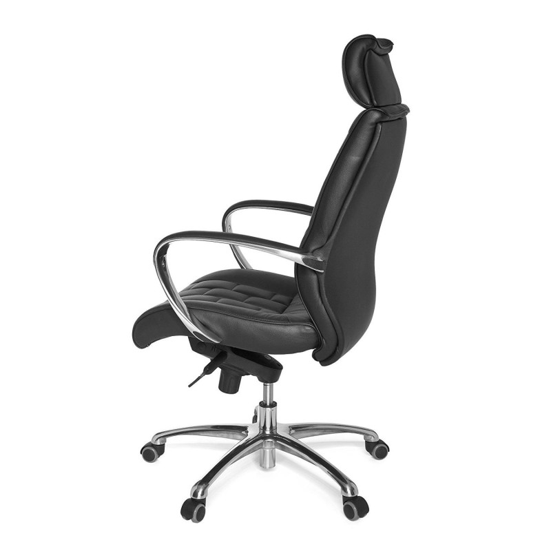 Sillón de oficina ASPERG en piel natural color negro