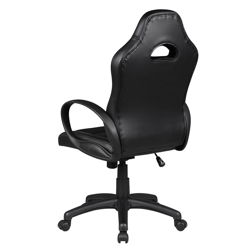 Silla gaming CHAM, diseño deportivo, color negro y blanco