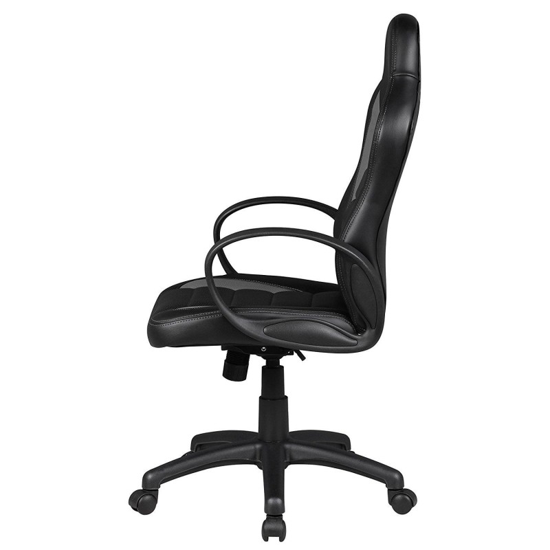 Silla gaming CHAM, diseño deportivo, color negro y blanco
